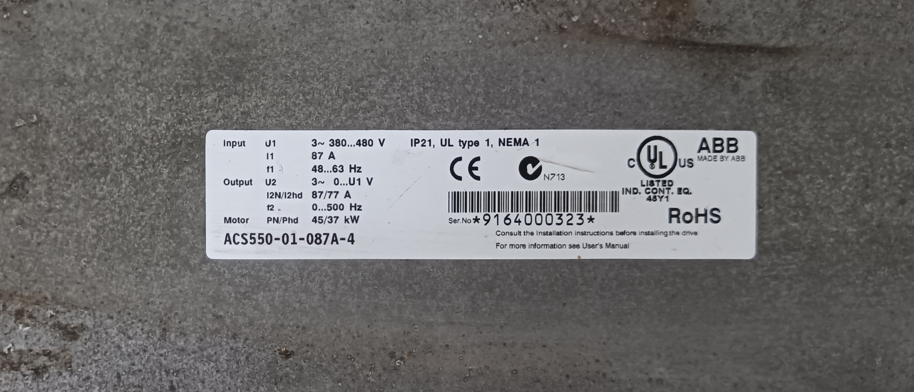 ABB VFD AC DRIVE ACS550-U1-072A-4 50HP 72A 380-480V 3PH 37KW Free Shipping
